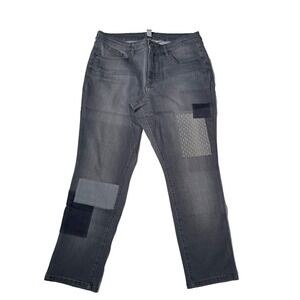Martha Stewart Jeans Women's 16P Gray Patchwork Textured Denim Skinny Casual NEW